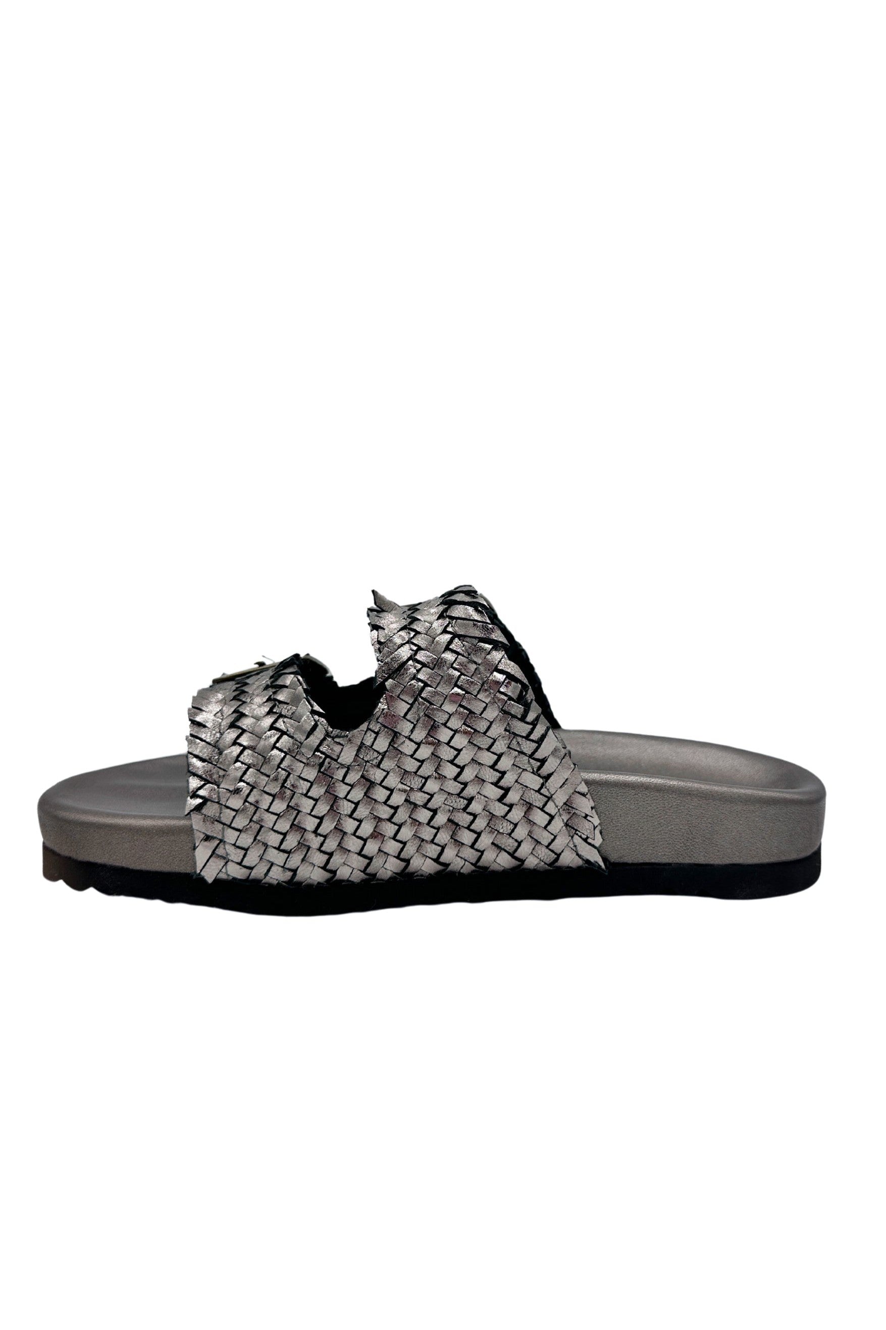 Intertwine Dual Woven Strap Slide in Pewter