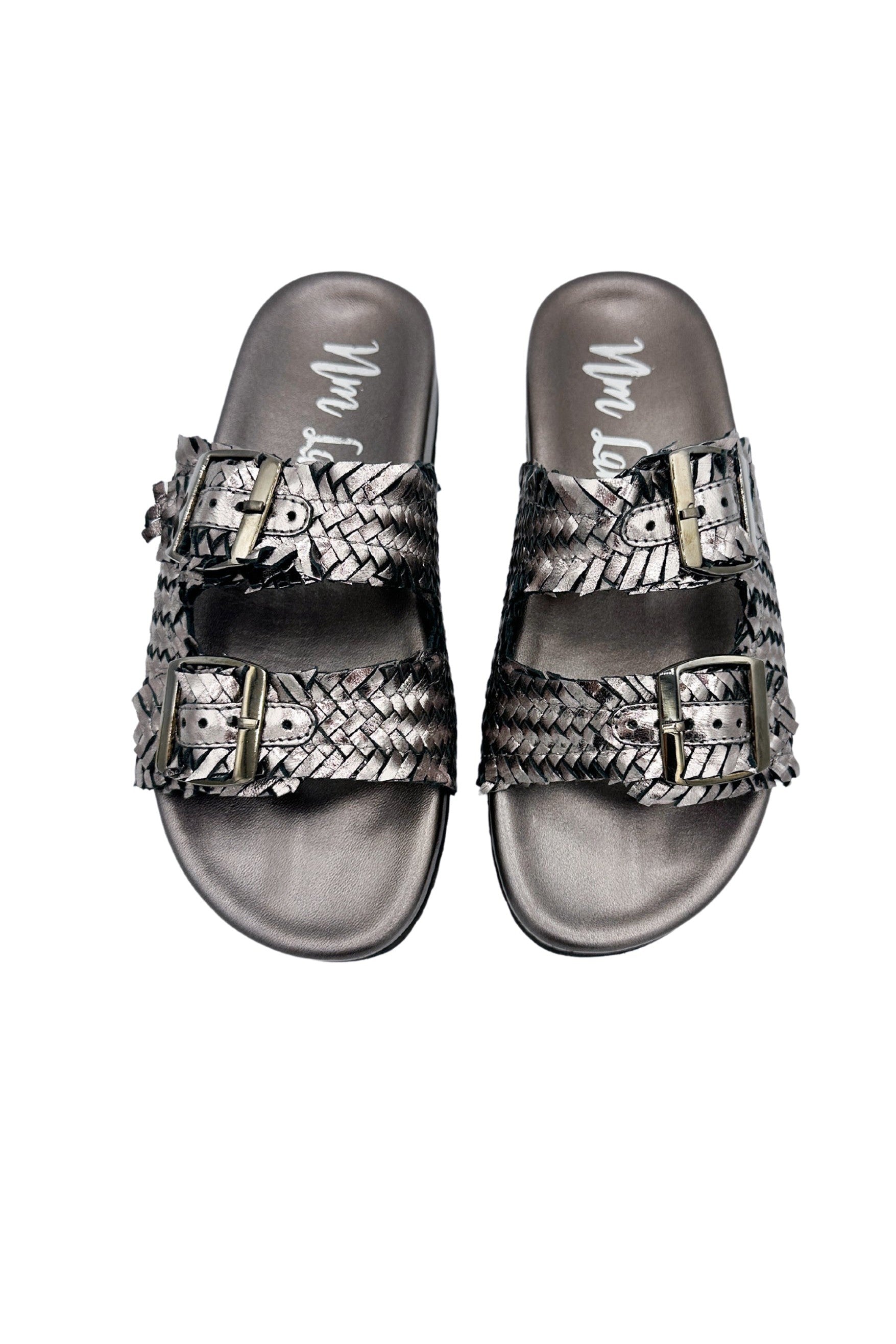 Intertwine Dual Woven Strap Slide in Pewter