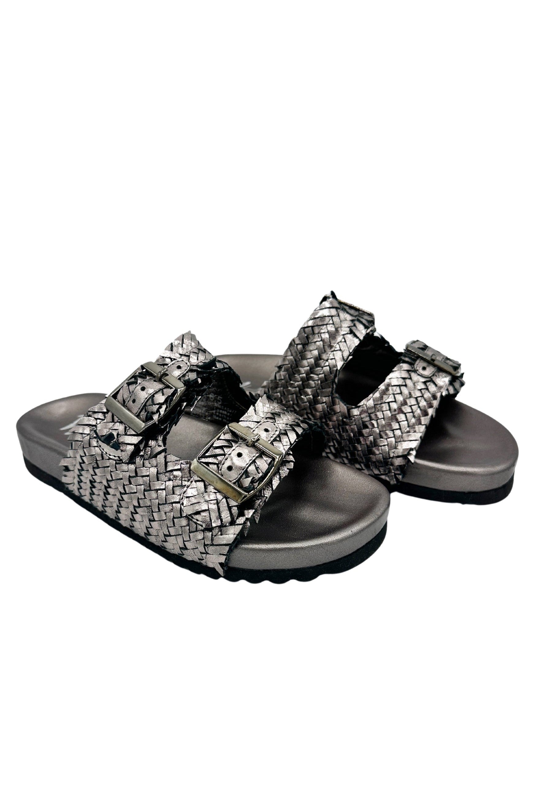 Intertwine Dual Woven Strap Slide in Pewter