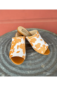 Richwood Peeptoe Tan and White Cowhide Slide