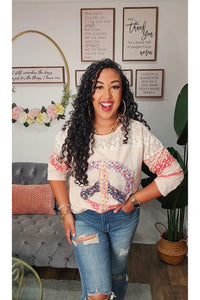 Peace & Floral Long Sleeve Top