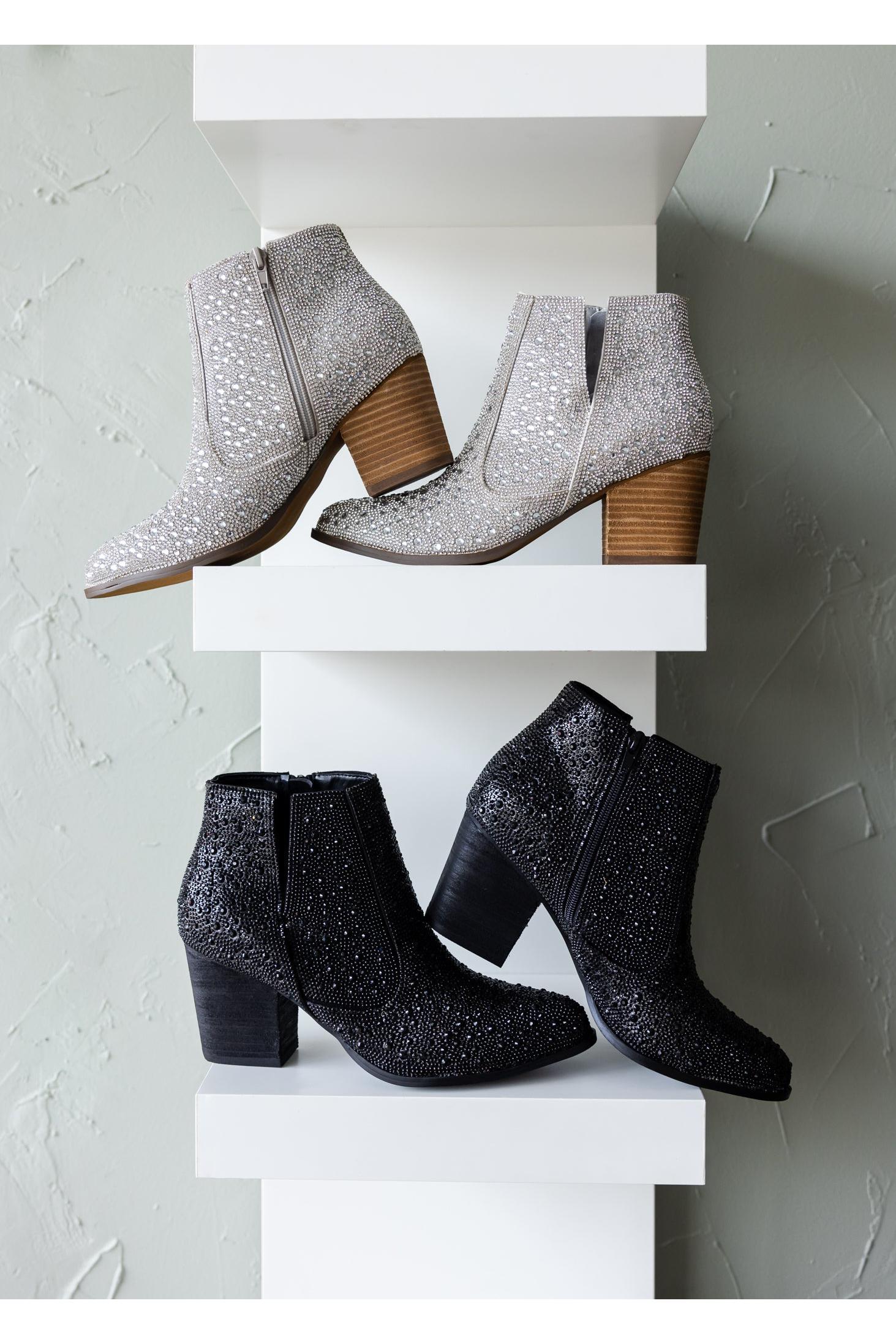 Shine Star Rhinestone Bootie in Black