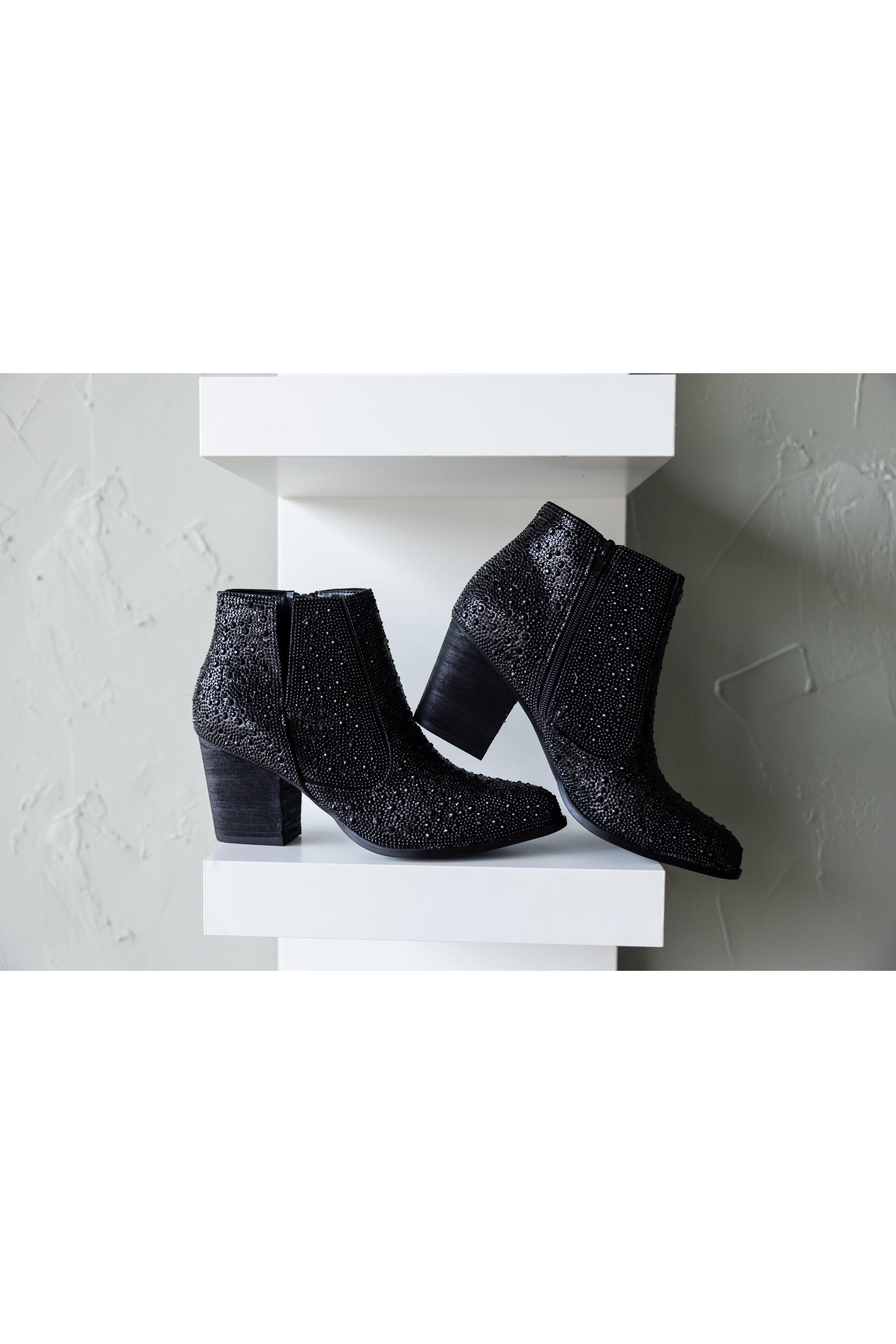 Shine Star Rhinestone Bootie in Black
