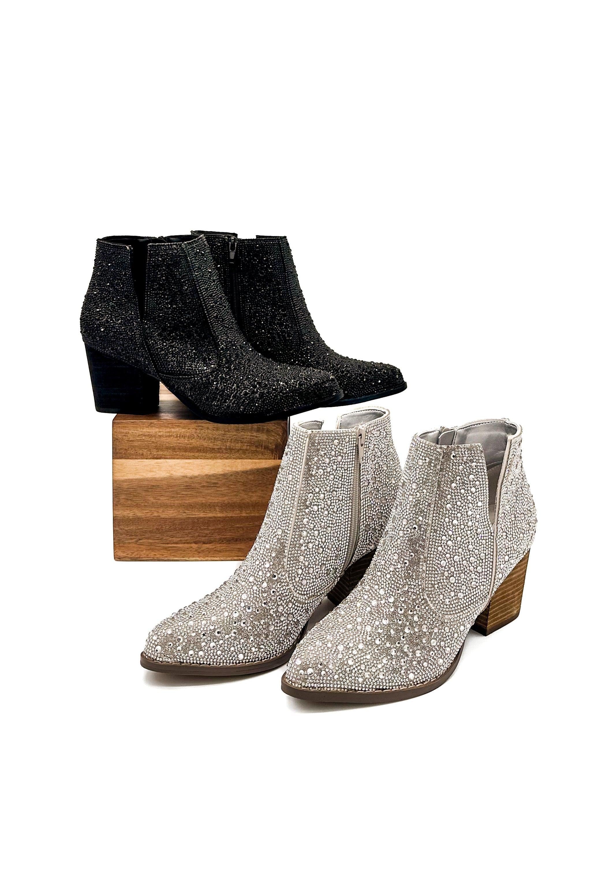 Shine Star Rhinestone Bootie in Black