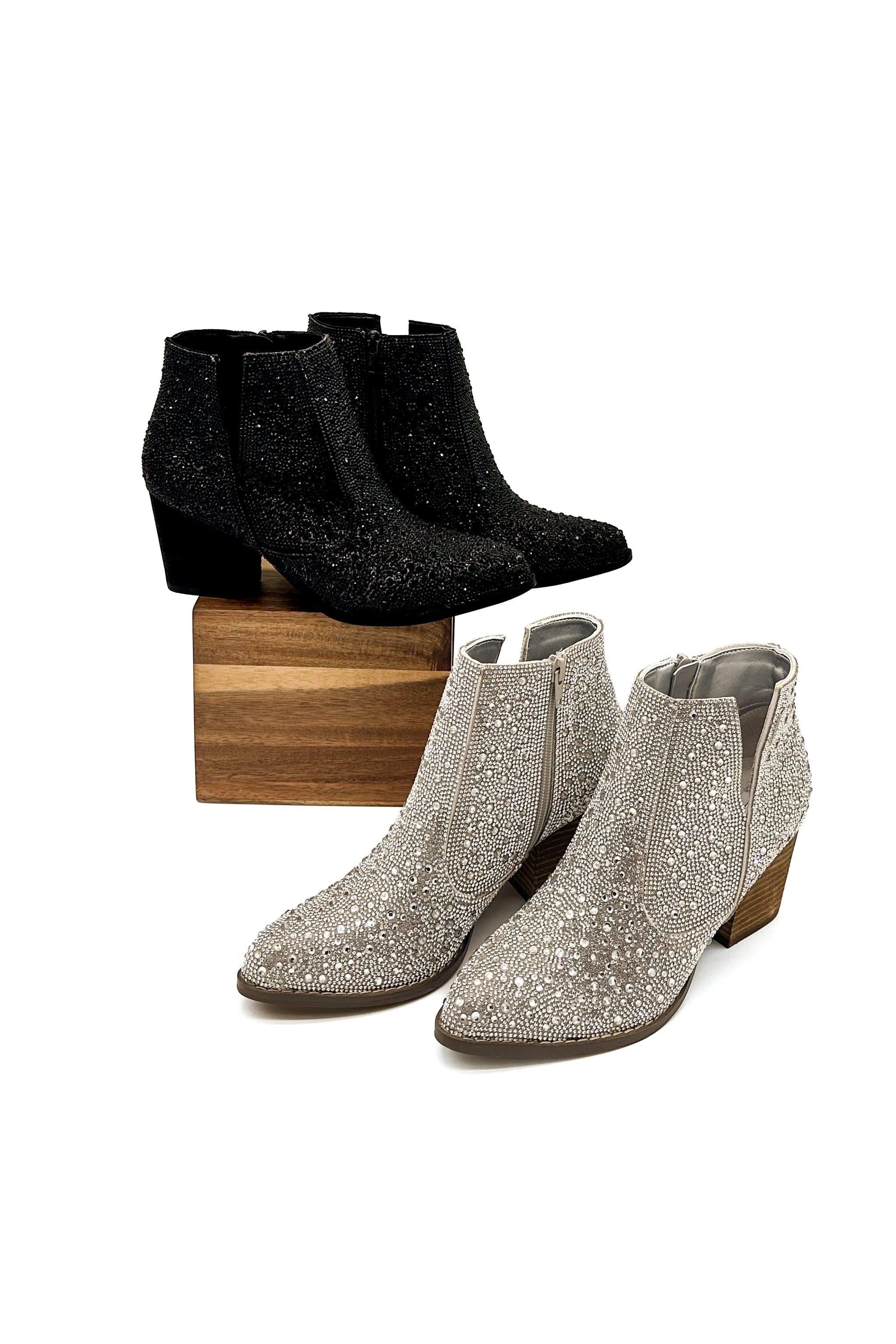 Shine Star Rhinestone Bootie in Black