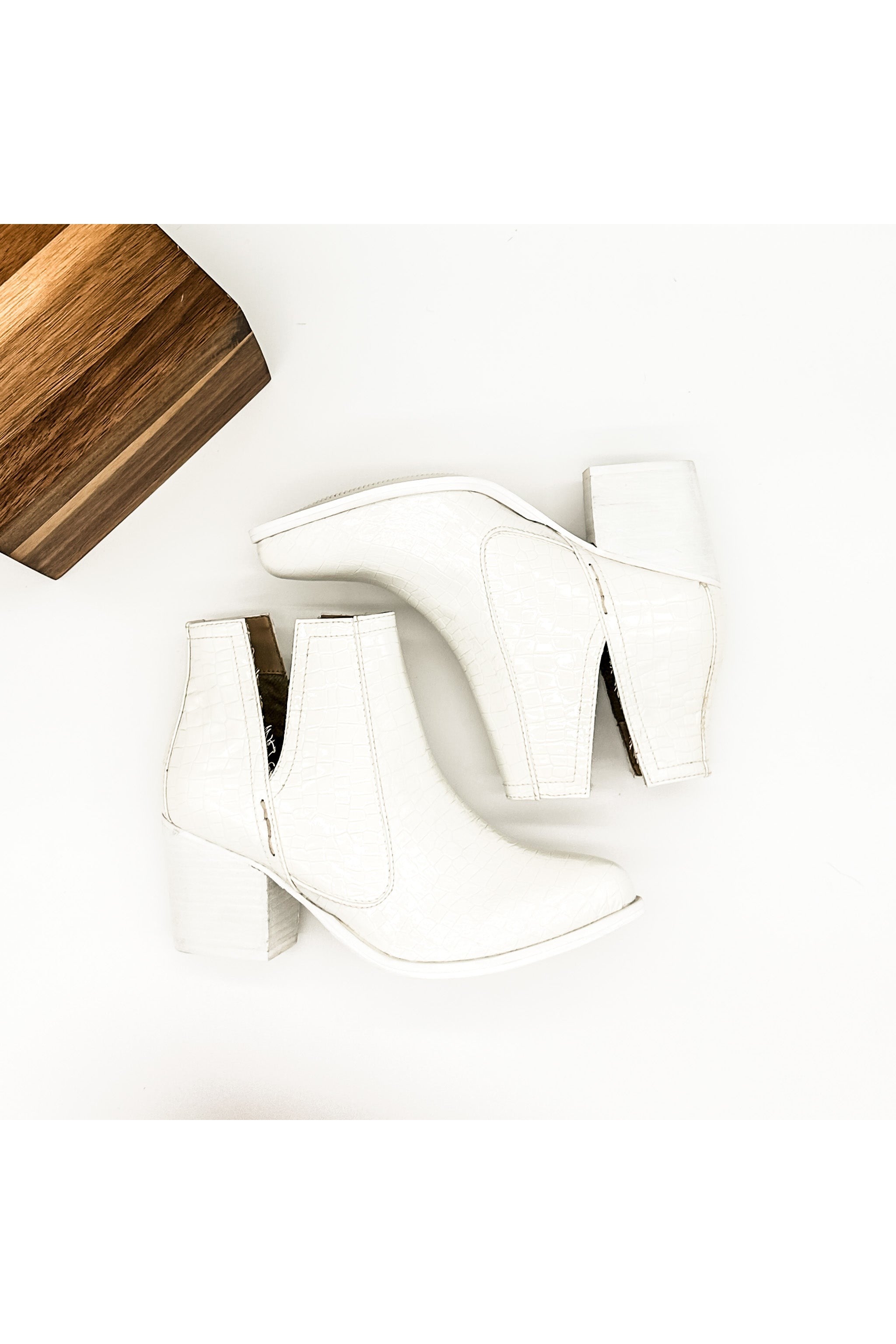 Tarim Bootie in White Croc