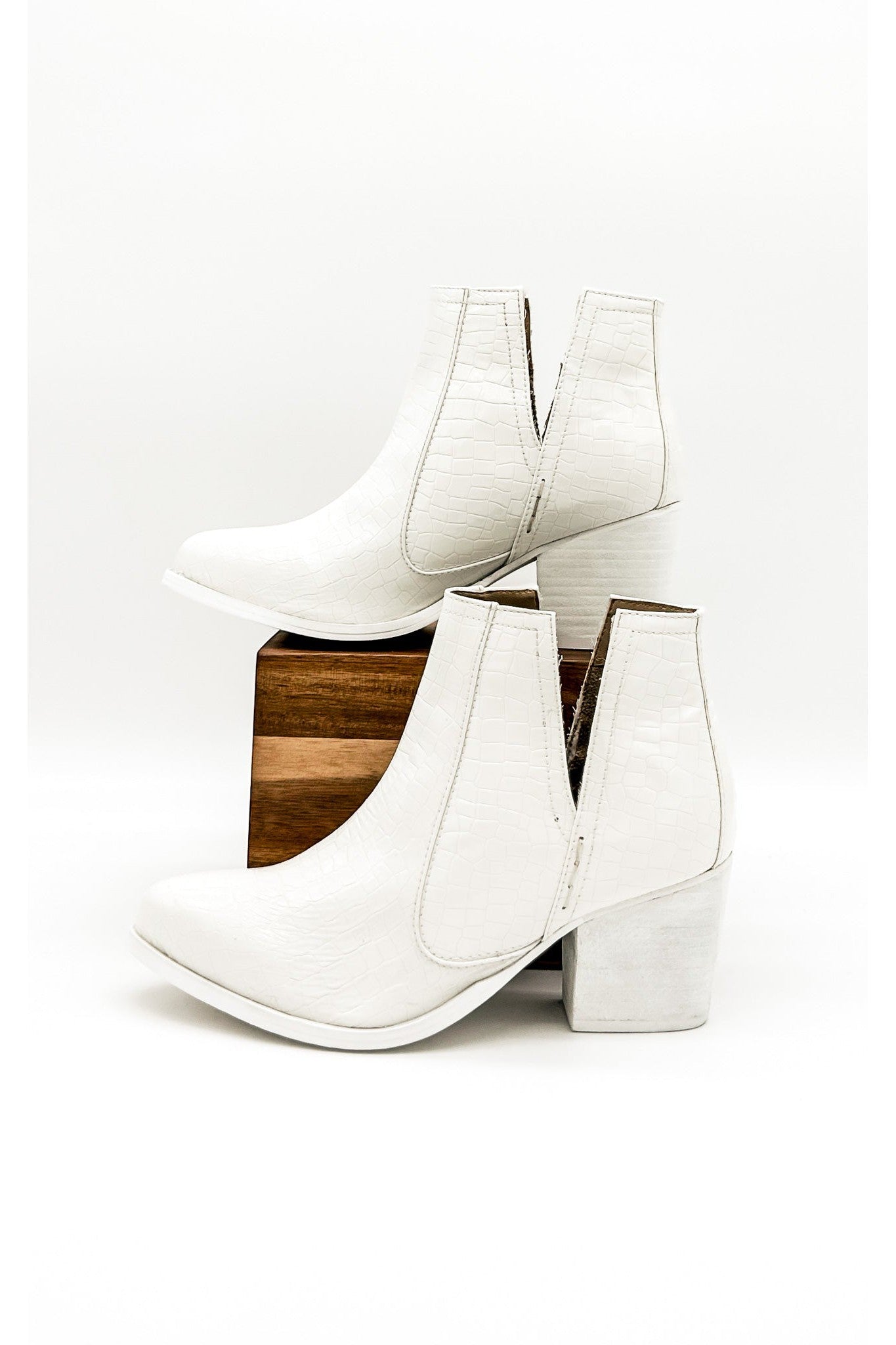 Tarim Bootie in White Croc