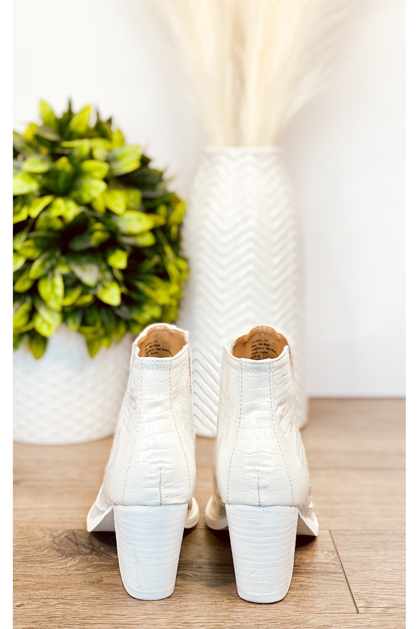 Tarim Bootie in White Croc