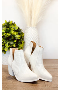 Tarim Bootie in White Croc