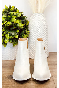 Tarim Bootie in White Croc