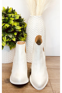 Tarim Bootie in White Croc