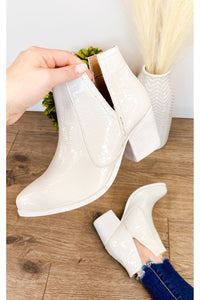 Tarim Bootie in White Croc