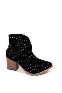 Twilight Studded Heeled Ankle Boot in Black