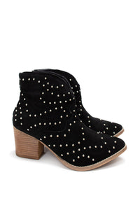 Twilight Studded Heeled Ankle Boot in Black