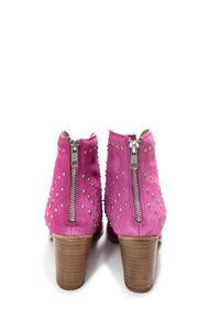 Twilight Studded Heeled Ankle Boot in Magenta