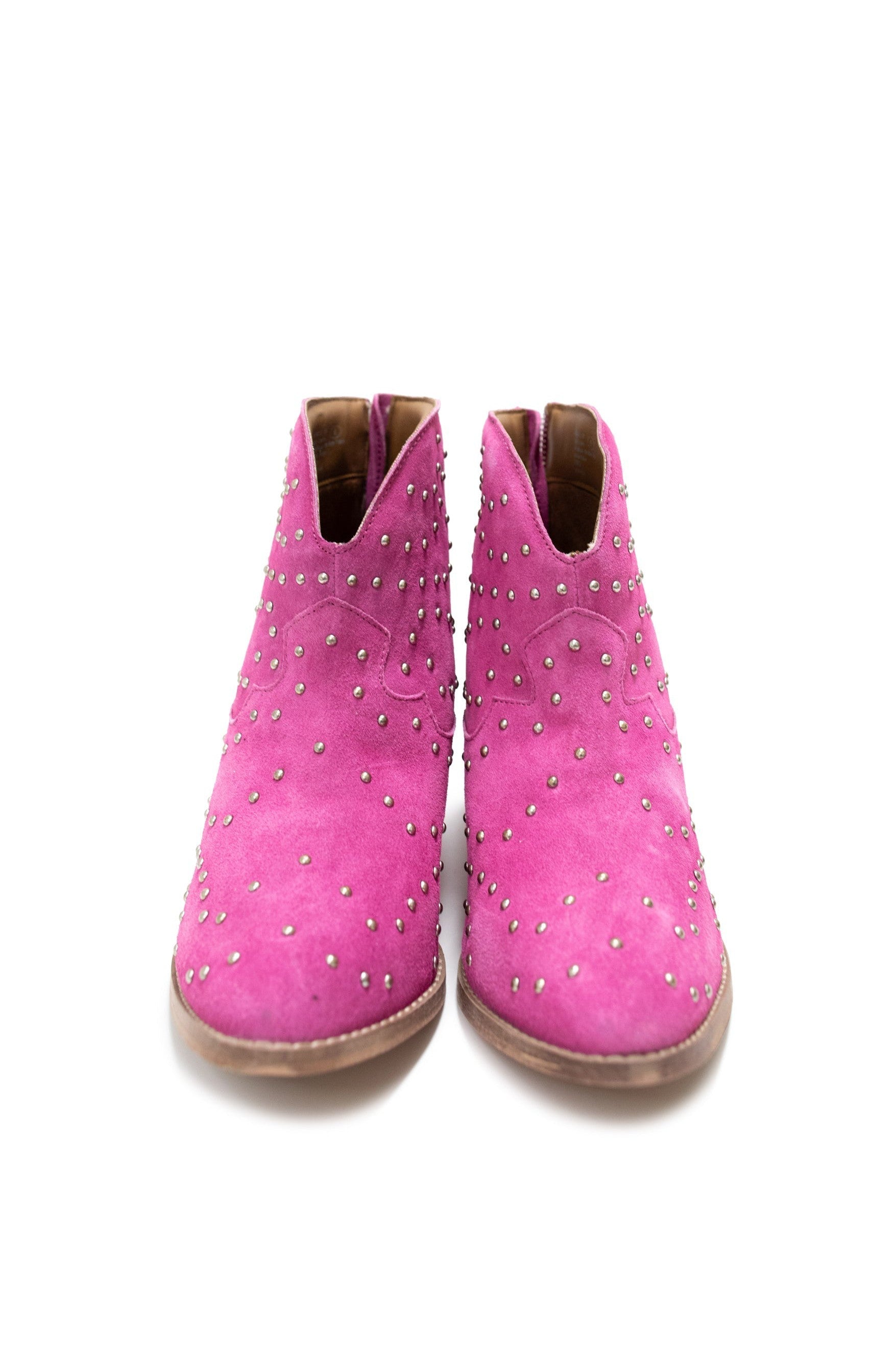 Twilight Studded Heeled Ankle Boot in Magenta