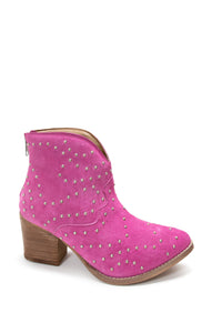 Twilight Studded Heeled Ankle Boot in Magenta