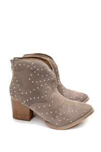 Twilight Studded Heeled Ankle Boot in Taupe
