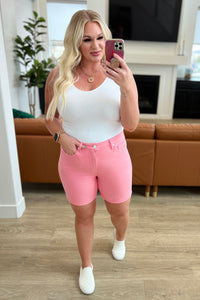 Jenna High Rise Tummy Control Cuffed Shorts in Pink