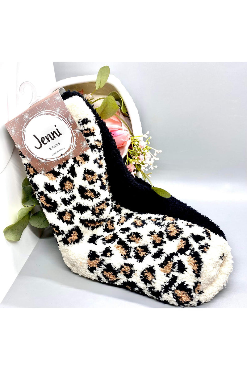 Leopard & Black Fuzzy Socks Set