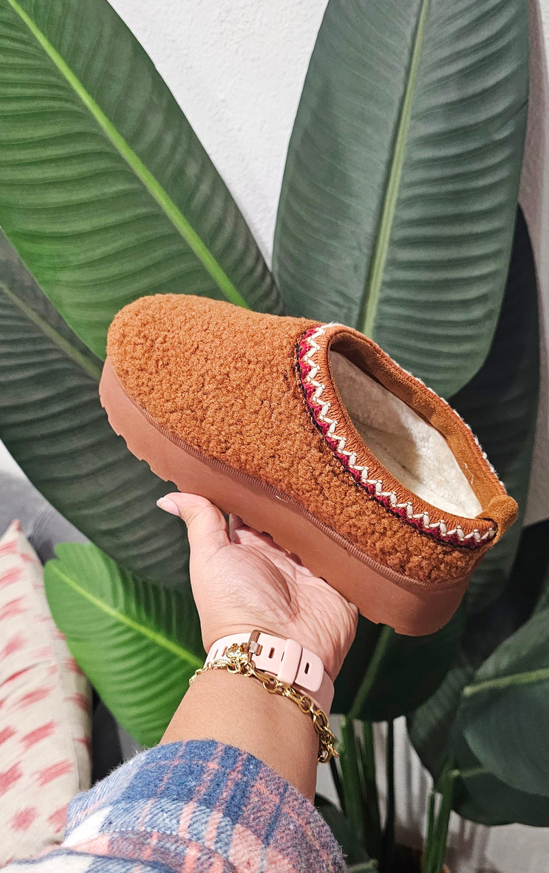 Sherpa fur lined slip on mules