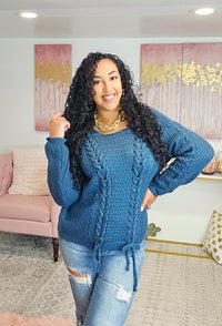 Deep Teal Braided Sweater Top #75