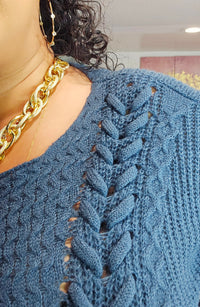 Deep Teal Braided Sweater Top #75