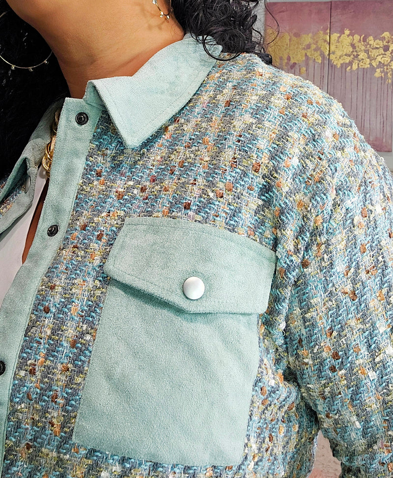 Suede Detailed Tweed Jacket #90