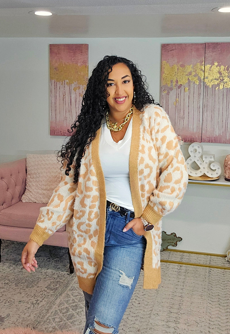 Cozy Leopard Print Cardigan #87