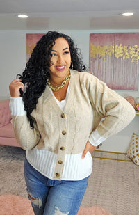 Cable Knit Button Sweater Cardigan #86