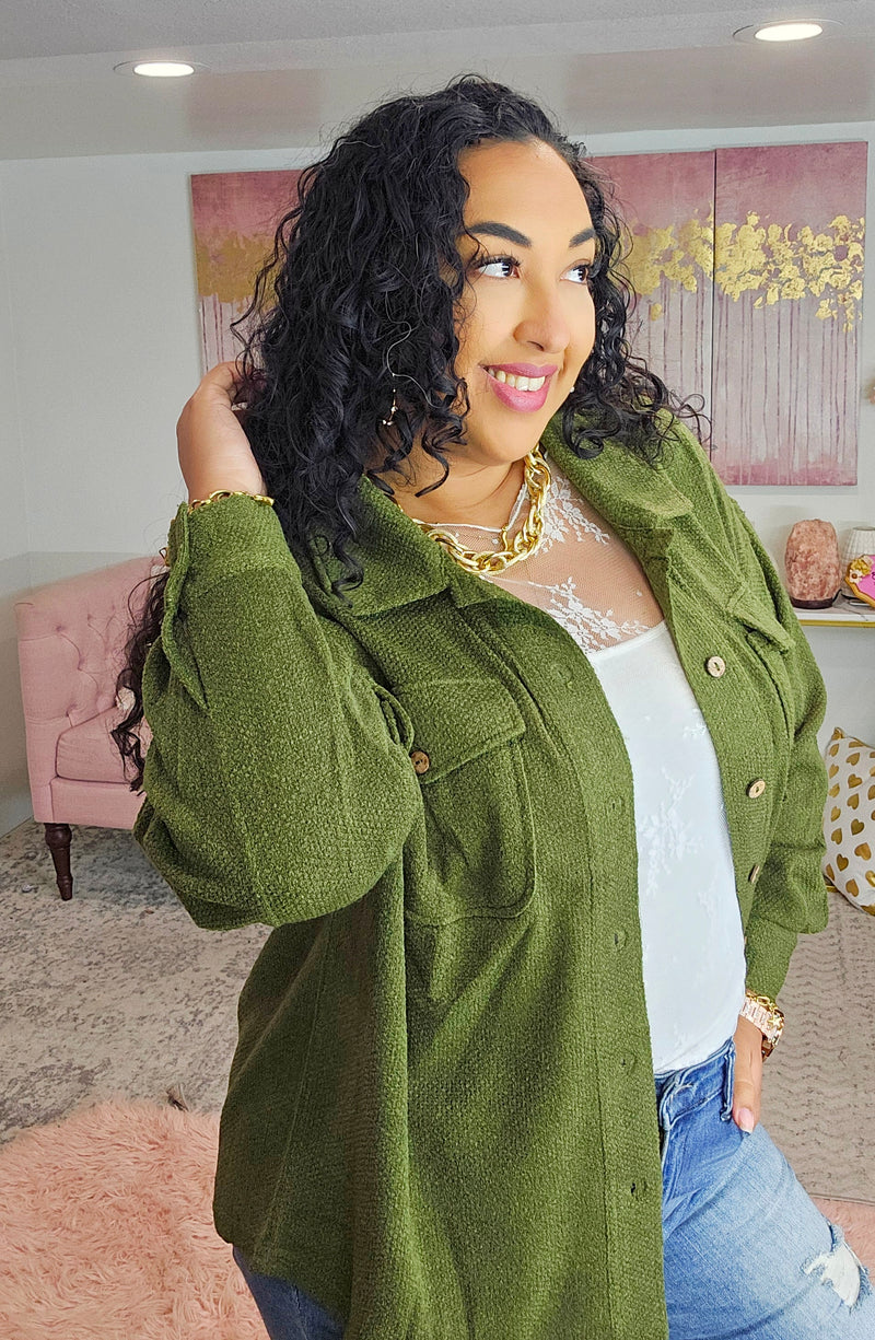 Olive Cozy Textured Jacket #98