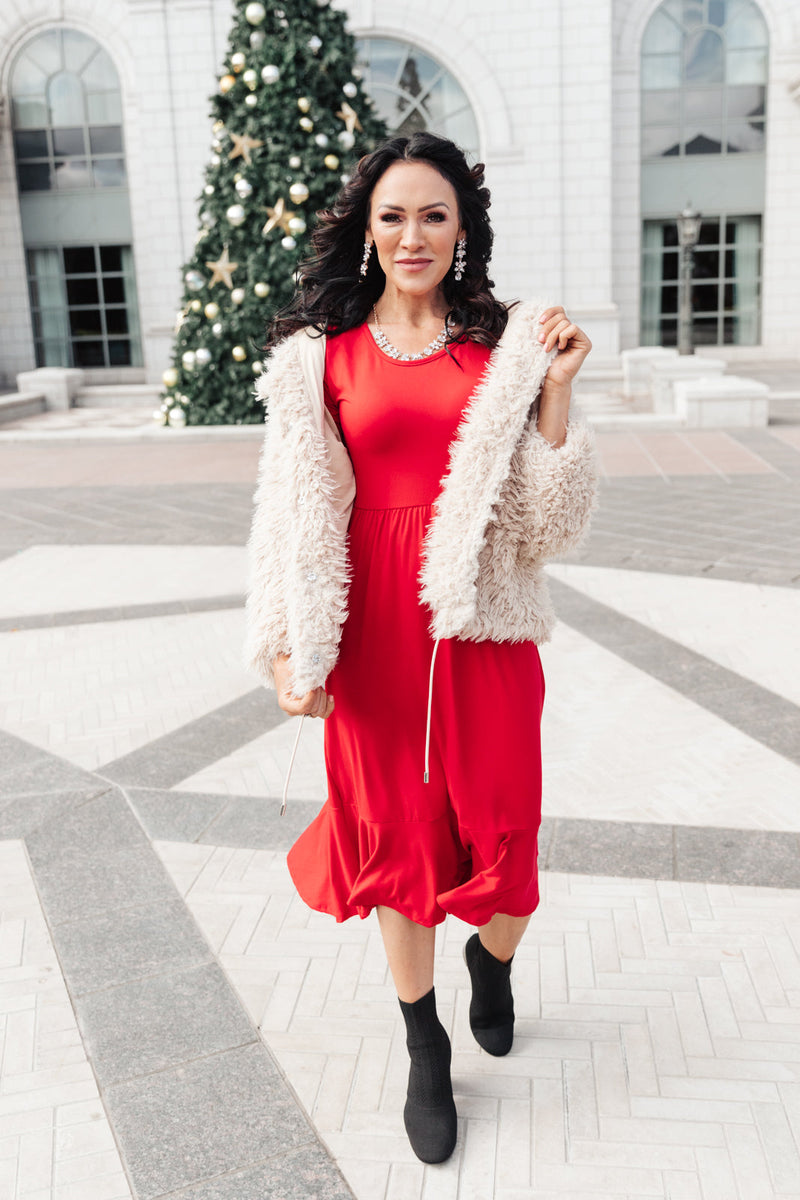 Cloudy Skies Dress in Crimson