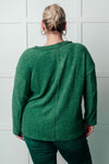 Simple Silhouette Brushed Hacci Sweater in Dark Green