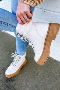 Jessi Lace Up Boot in Bone