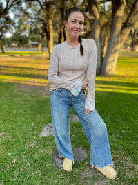 Beauty In The Details Lace Cuff Top in Two Colors