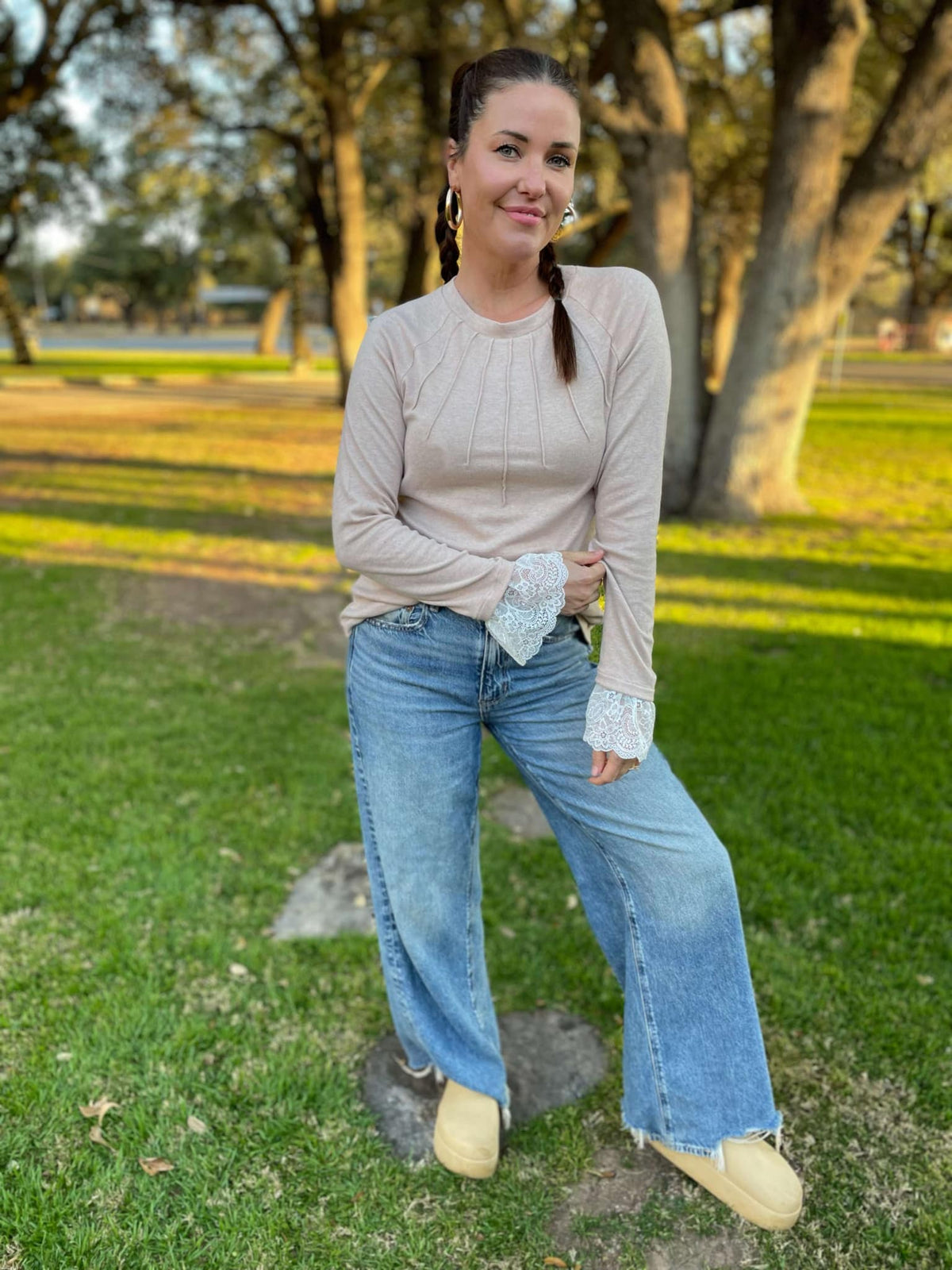 Beauty In The Details Lace Cuff Top in Two Colors