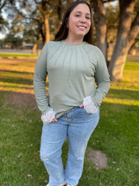 Beauty In The Details Lace Cuff Top in Two Colors