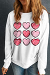 Valentine's Day Heart Round Neck Long Sleeve Sweatshirt