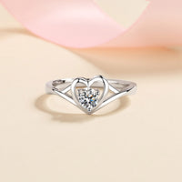 Moissanite Heart 925 Sterling Silver Ring