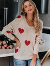 Heart Scoop Neck Long Sleeve Sweater