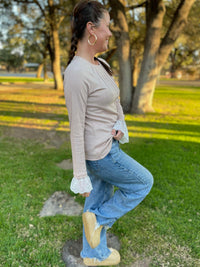 Beauty In The Details Lace Cuff Top in Two Colors