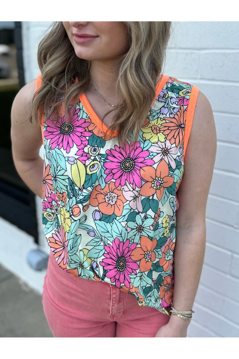 Elaine Floral V-Neck Jersey