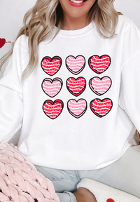 Valentine's Day Heart Round Neck Long Sleeve Sweatshirt