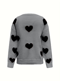 Valentine’s Day Heart Round Neck Long Sleeve Sweater