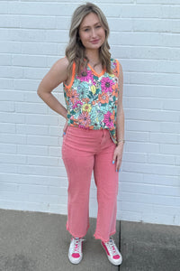 Elaine Floral V-Neck Jersey