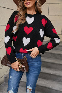 Angel Wings Heart Round Neck Long Sleeve Sweater