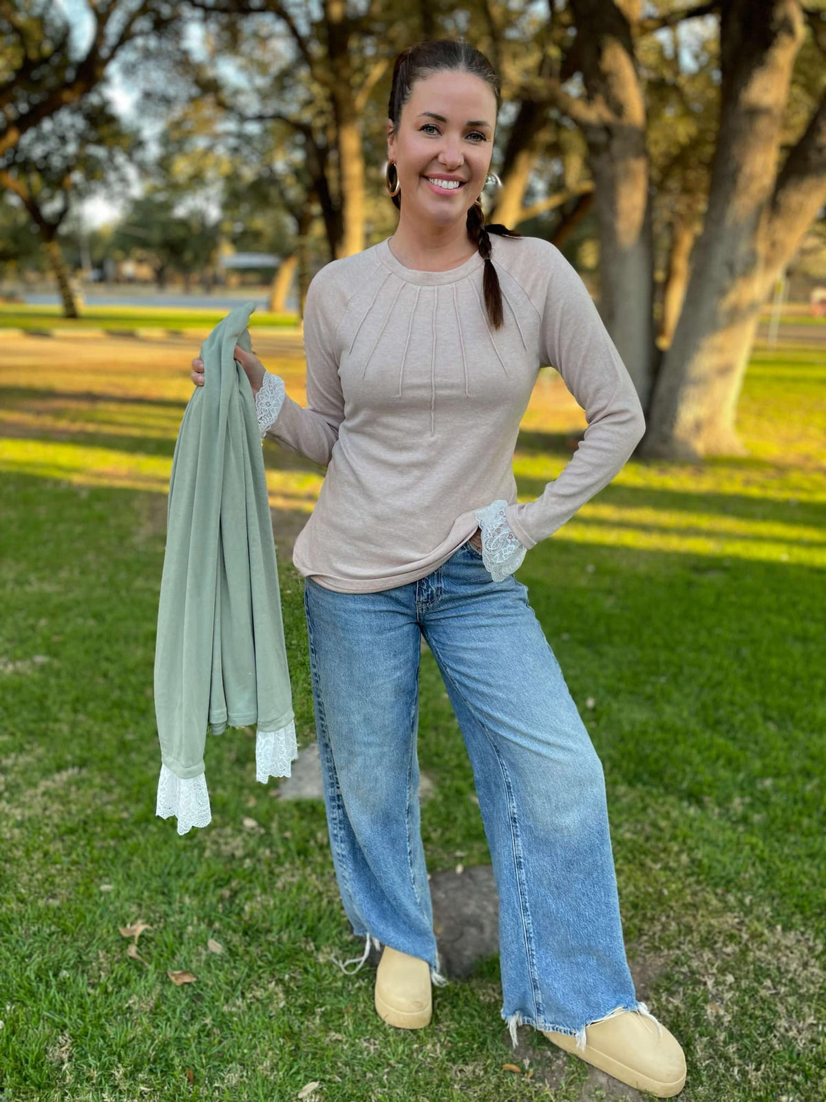 Beauty In The Details Lace Cuff Top in Two Colors