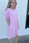 Penelope Solid Knit Dress in Pink