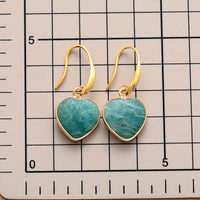 Natural Stone Heart Drop Earrings