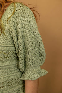 Chelsey Eyelet Knit Top in Sage